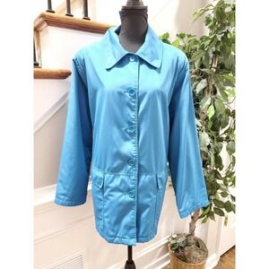 Bromley Women's Sky Blue Polyester Long Sleeve Buttons Style Long Coat Size L